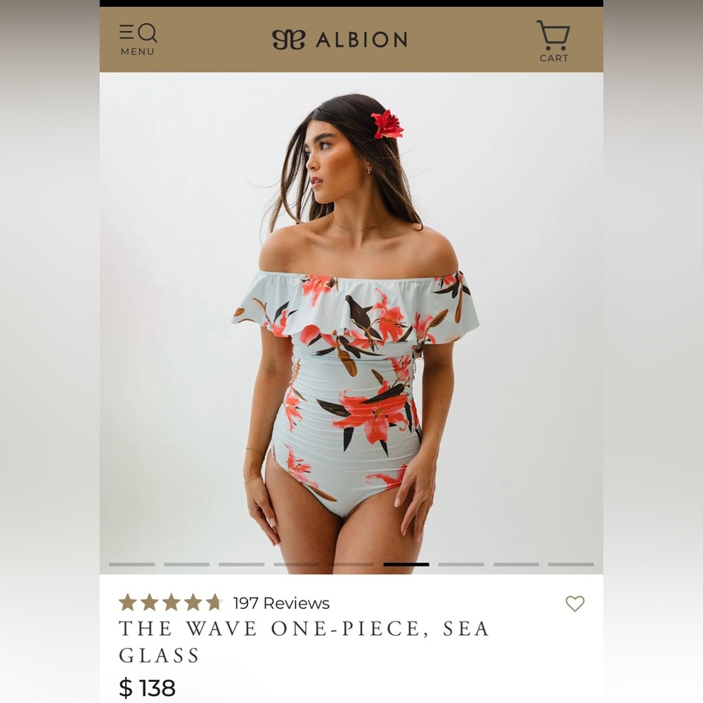 Albion the wave one piece in sea glass